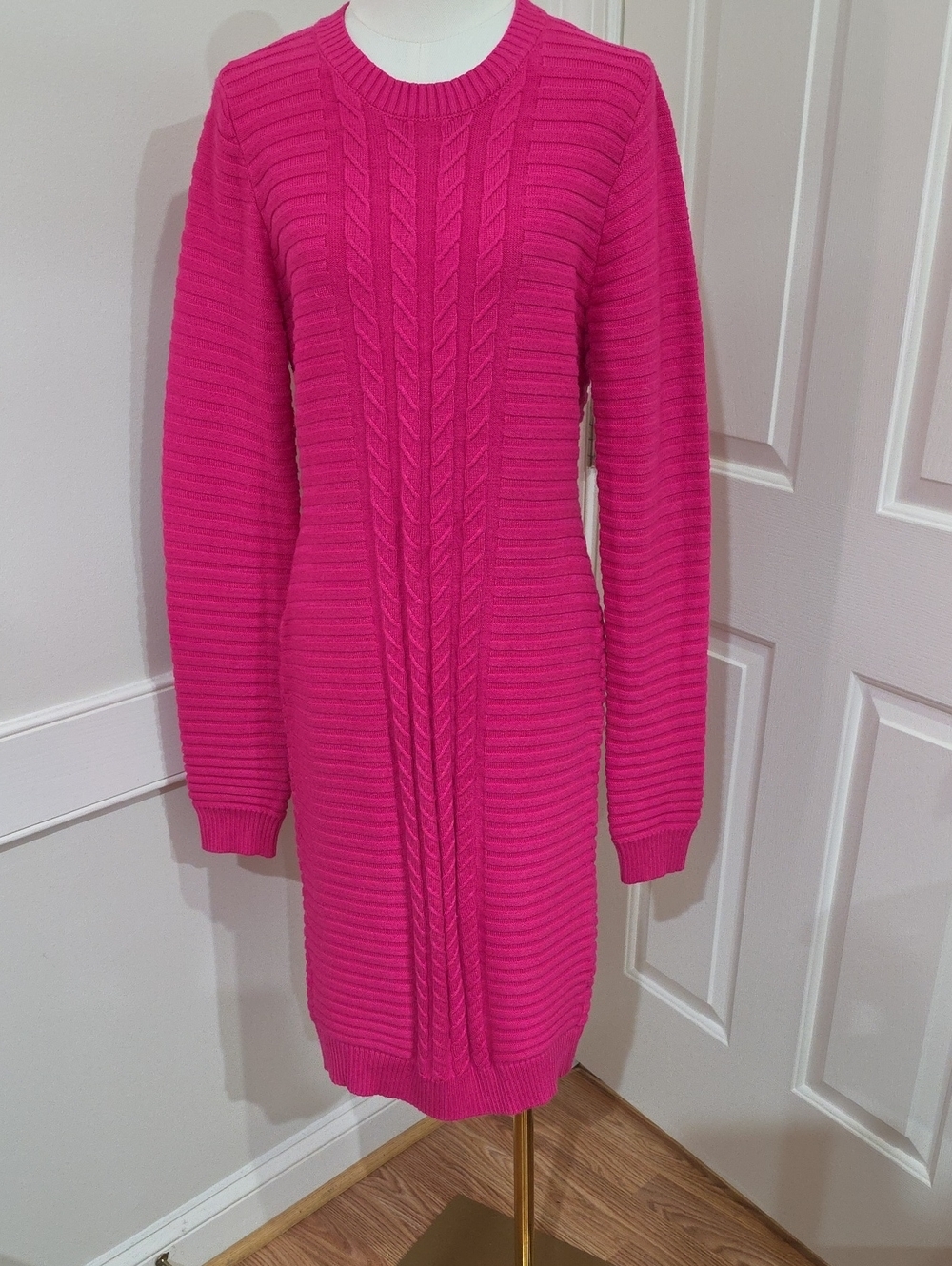 Rebdolls "Close To You" Hot Pink Cable Knit Sweater Dress - Size L